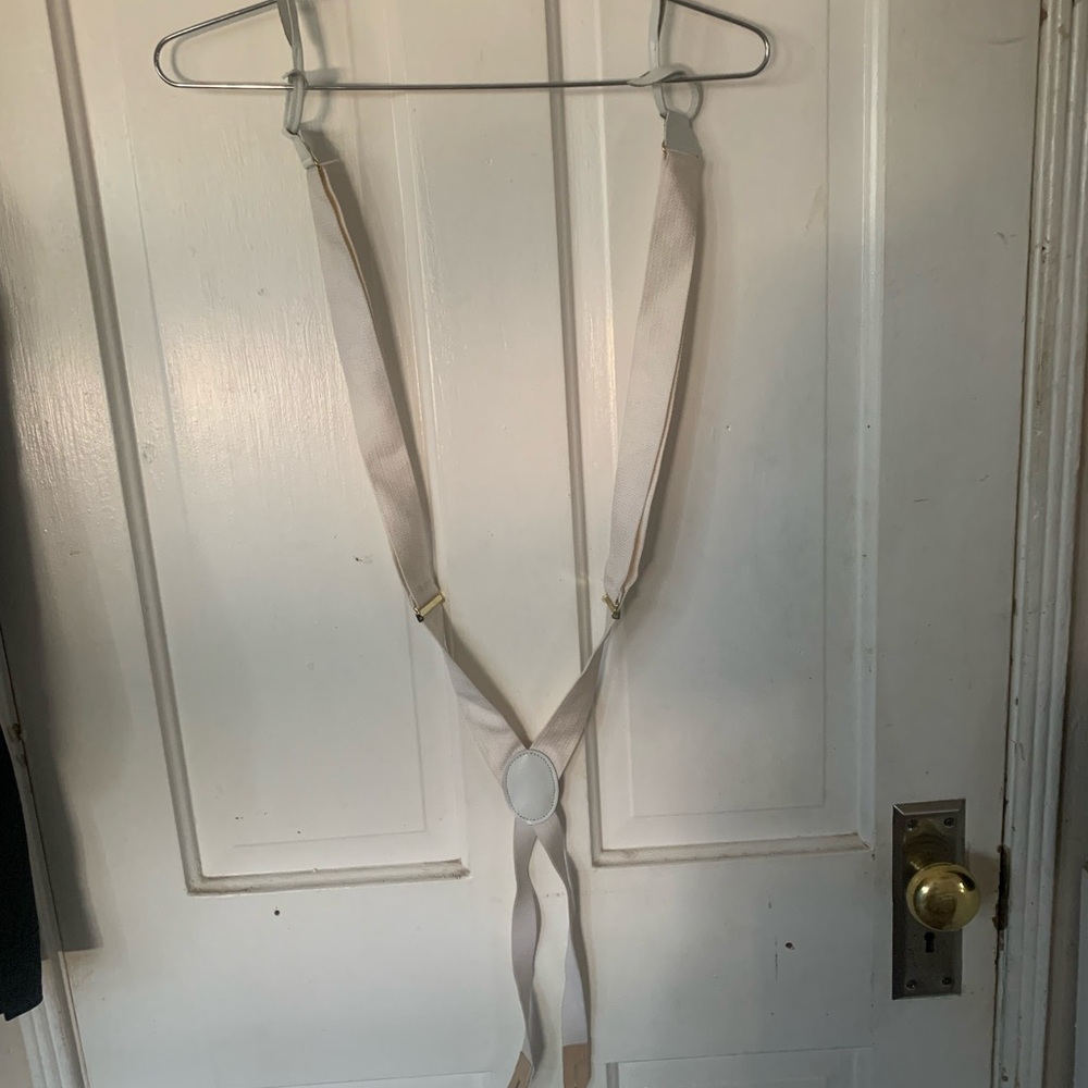 White and gold suspenders